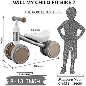 Bobike Baby Balance Bike Toys for 1 Year Old Gifts Boys Girls 10-24 Months Kids Toys Toddler Best First Birthday Gift Children Walker No Pedal Infant 4 Wheels Bicycle(Silver)