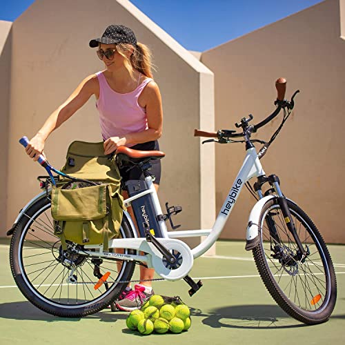 Heybike Cityscape Electric Bike for Adults 350W Electric City Cruiser Bicycle-Up to 40 Miles- Removable Battery, Shimano 7-Speed and Dual Shock Absorber, 26" Electric Commuter Bike for Adults (White)…