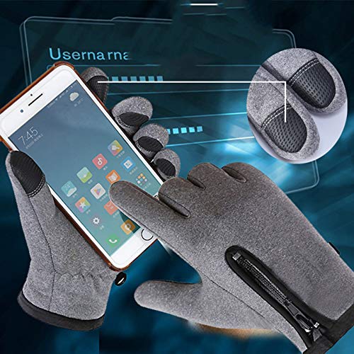 Aniywn Men's Winter Touchscreen Windproof Warm Waterproof Driving Gloves with Fleece Outdoor Gloves Cycling Gloves Gray