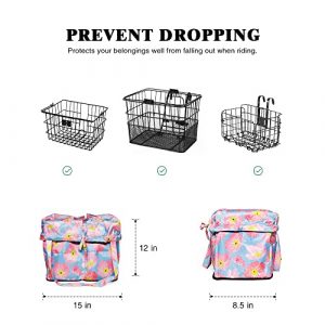 ANZOME Bike Basket Liner, Stylish Waterproof Basket Liner fits for Most Bike, Quick Release Easy Install Detachable Shopping Bag(Basket not Included)