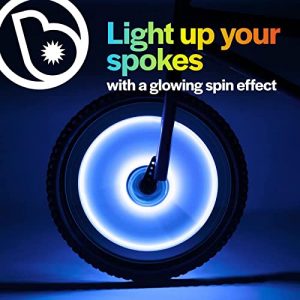 SpinBrightz LED Bike Spoke Wheel Light Tubes, 3 Pack, Blue - Bright Colorful Bicycle Lights for Riding at Night - Flashing or Constant Modes - Attach in Minutes - Great for Kids, Boys, Girls Adults