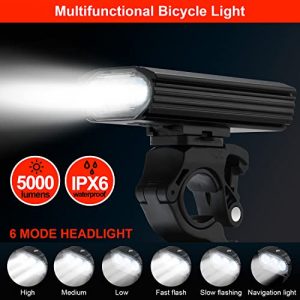Victagen Bike Lights: 2022 Newest 5000 Lumens 3LED Bike Lights for Night Riding, Super Bright Bike Light Front and Back, USB Rechargeable Bike Light Set, 6 Modes Bike Headlight, Easy to Install