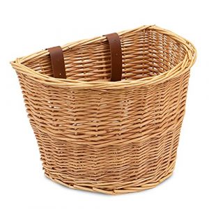 ProsourceFit Wicker Front Handlebar Bike Basket Cargo , light brown, 13 by 9 by 10.5 inches