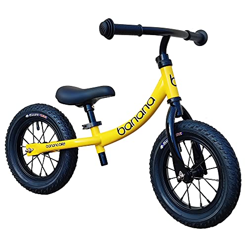 Banana GT Balance Bike-Lightweight Toddler Bike for 2, 3, 4, and 5 Year Old Boys and Girls – No Pedal Bikes for Kids with Adjustable Handlebar and seat – Aluminium, Air Tires - Training Bike (Yellow)