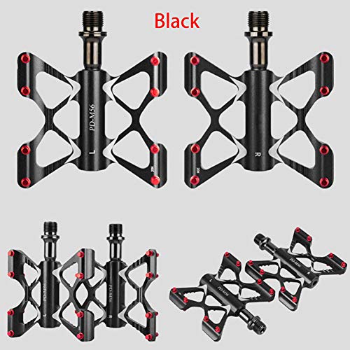Mountain Bike Pedals MTB Pedals 9/16" Aluminum Alloy Platform Pedals Non-Slip 3 Sealed Bearing Bicycle Pedals for BMX MTB Road Bike, Folding Bike, Black