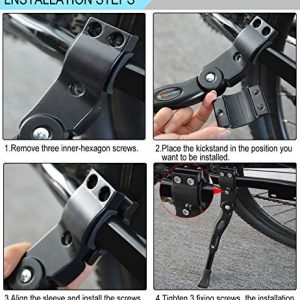 TOPCABIN Bicycle Adjustable Aluminium Alloy Bike Bicycle Kickstand Side Kickstand Fit for 22