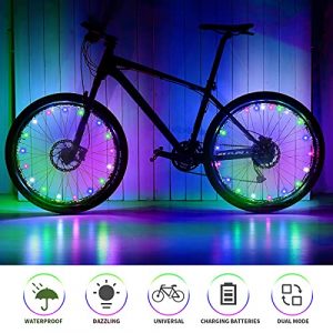 esonstyle 2 Tire LED Bike Wheel Lights with Batteries/IP55 Waterproof Bicycle Spoke Tire Light 22-LED Bike Spoke Light Bright Bicycle Light Strip for Teenagers and Kids (Multicolor-2)