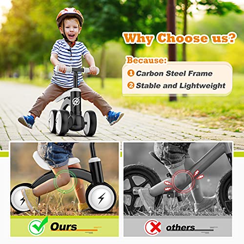 Baby Balance Bikes, Upgraded Toddler Bikes 10-36 Months Gifts for 1 Year Old Boys Girls, Cute Kids Riding Toys with Soft Seat & Silence Wheels to Train Baby Standing and Running for Indoor and Outdoor