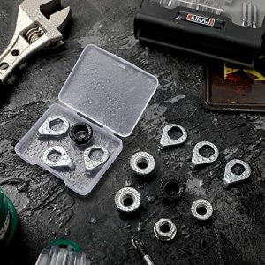 12 Pcs Bike Wheel Axle Nut and Safety Washer Kit 3 Sizes Bicycle Hub Flanged Hardware Nuts Steel Flange Nuts Wheel Retaining Bicycle Hook Hub Parts for Front and Rear Bike Wheel Mountain Road