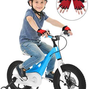 3 Pairs Kids Bike Gloves Half Finger Gloves MTB Road Sport Gloves Anti-Slip Gel Gloves for Children Cycling Biking Breathable Gloves (Black, Army Green, Red, 6-10 Years)