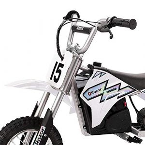 Razor MX400 Dirt Rocket Kids Ride On 24V Electric Toy Motocross Motorcycle Dirt Bike, Speeds up to 14 MPH, White