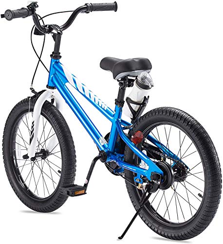 RoyalBaby Boys Girls Kids Bike 18 Inch BMX Freestyle 2 Hand Brakes Bicycles with Kickstand Child Bicycle Blue