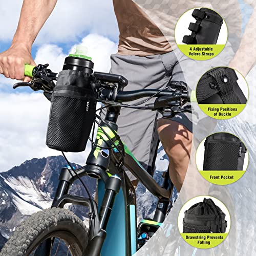 COFIT Bike Bottle Holder with Mesh Front Pocket, Large Capacity Bike Cup Holder for Cruiser, Mountain Bike, Road Bike, Scooter, Wheelchair