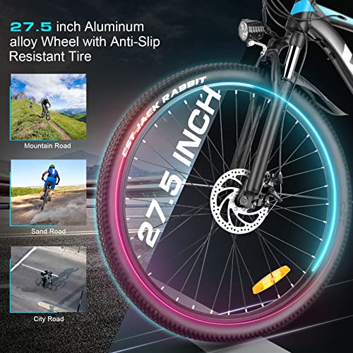 VIVI Electric Bike for Adults, 26''/27.5'' Electric Mountain Bike 350W/500W Ebike, 22MPH Adult Electric Bicycle with 48V 10.4AH Removable Lithium-ion Battery, Up to 50 Miles Range, Shimano 21 Speed