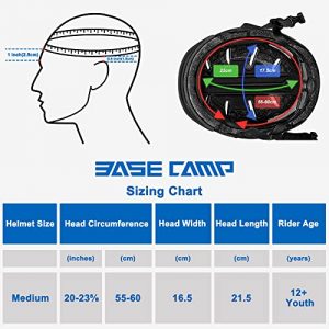 BASE CAMP Bike Helmet with Rechargeable Light, Visor, Dual Certified Men Women Bicycle Helmet for Adults Cycling Skateboard Skating Scooter Commute (Black)
