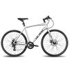 Hiland Road Hybrid Bike Urban City Commuter Bicycle with Disc Brake for Men Comfortable Bicycle 700C Wheels 24 speeds Bikes Silver 53cm