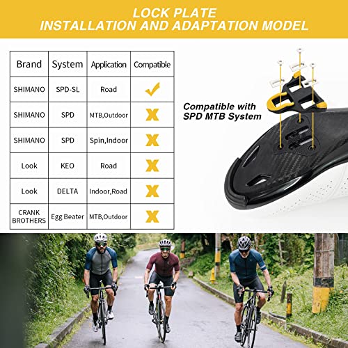 Alston Clipless Bike Pedals Aluminium Alloy Road Bicycle Pedals Sealed Compatible with Shimano SPD-SL Cleats Set for Outdoor Indoor Cycling & Replacement Mountain Bike Easy Clip in 9/16"