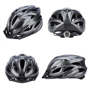 TOONEV Adult Bike Helmet with LED Light, Lightweight Integrally Sport Mountain Bicycle Helmets Adjustable Size 54 to 62 cm for Men Women Teenager Cycling Helmet (Black)