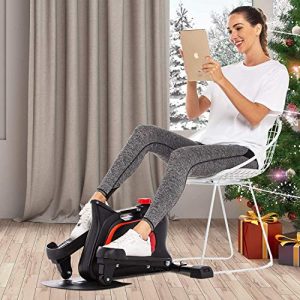 ANCHEER Under Desk Elliptical Machines, Ellipticals Under Desk Bikes Trainer with Built-in Display Monitor & Unlimited Resistance & Smooth Quiet Belt Drive, Mini Strider for Home Office Use