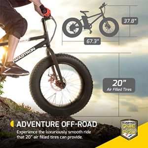 Swagtron Swagcycle EB-6 Bandit Trail Electric Bike with Removable Battery and Dual Disc Brakes, Black, 20