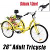 Iglobalbuy 26 Inch Adult Tricycles Series 7 Speed 3 Wheel Bikes for Adult Tricycle Trike Cruise Bike Large Size Basket for Recreation, Shopping,Exercise Men's Women's Bike