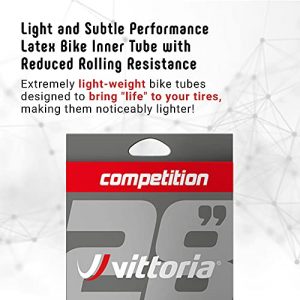 Vittoria Competition Latex Tube - Performance Bike Tire Tube - Lightweight Bicycle Inner Tubes for Racing (700x25/28), Black (TUV1TA00002)