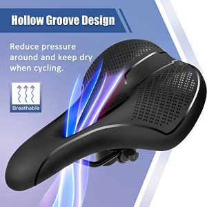 Comfortable Bike Seat Cushion, MTB City Bicycle Seat for Men Women Memory Foam Waterproof Bicycle Saddle Fit for Stationary Exercise Indoor Mountain Road Bikes