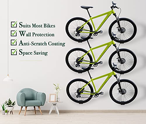 FANATU Bike Hanger Wall Mount (Pack 1 to 5) Bike Bicycle Storage Rack for Garage and Shed, Metal Bike Bicycle Hooks Holder with All Needed Accessories (5)