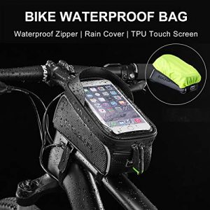 Bike Phone Front Frame Bag Bicycle Bag Waterproof Bike Phone Mount Top Tube Bag Bike Phone Case Holder Accessories Cycling Pouch Compatible with iPhone 11 XS Max XR Fit 6.5”