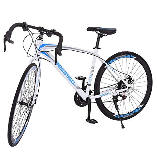 Aluminum Road Bike,700C Racing Bicycle with 21 Speed Derailleur System Disc Brakes Bicycles City Commuter Bike, Lightweight Durable Road Bike Mens/Womens Fashionable Bikes