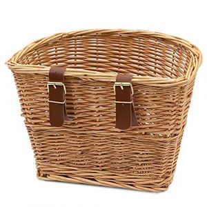 ProsourceFit Wicker Front Handlebar Bike Basket Cargo , light brown, 13 by 9 by 10.5 inches