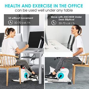 ANCHEER Under Desk Elliptical Trainer for Home & Office, Ellipticals Under Desk with Built-in Display Monitor & Unlimited Resistance & Smooth Quiet Belt Drive, Mini Strider for Home Office Use