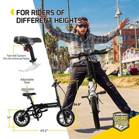 Swagtron Swagcycle EB-5 Lightweight Aluminum Folding Electric Bike with Pedals, Black, 58cm/Medium
