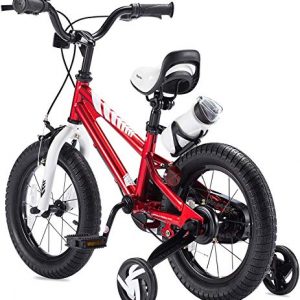 RoyalBaby Boys Girls Kids Bike 12 Inch BMX Freestyle 2 Hand Brakes Bicycles with Training Wheels Child Bicycle Red