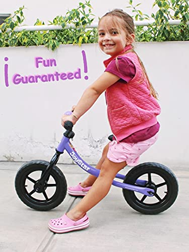 JOYSTAR Kids Balance Bike for 1.5-5 Years Old Boys & Girls, 12 Inch Toddler Starter Bikes, Lightweight Steel Frame & Air-Free Tires, Purple