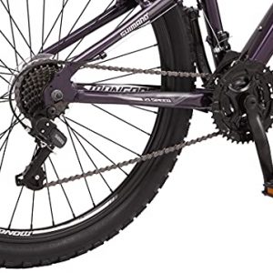 Mongoose Flatrock Womens Hardtail Mountain Bike, 26-Inch Wheels, 21 Speed Twist Shifters, 16-Inch Aluminum Frame, Purple