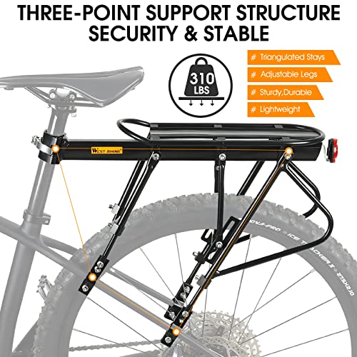 West Biking Bike Carrier Rack, 310 LB Capacity Solid Bearings Universal Adjustable Bicycle Luggage Cargo Rack,Cycling Equipment Stand Footstock