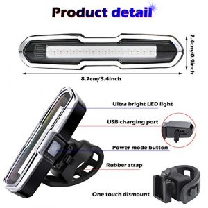 2 Pieces Bike Light 110 Lumens Bike Rear Light USB Rechargeable LED Bicycle Tail Light Waterproof Cycling Safety Flashlight with 5 Modes