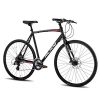 Hiland Road Hybrid Bike Urban City Commuter Bicycle with Disc Brake for Men Comfortable Bicycle 700C Wheels 24 speeds Bikes Dark Grey