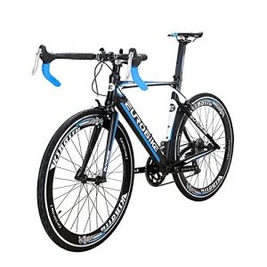 XLX- XC7000 Road Bike 700C Light 54CM Aluminum Frame Road Bicycle (14 Speed Black-Blue)