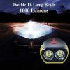 BurningSun Bike Light Set 5 Mode 1000 Lumens Super Bright 360 Degree Rotatable IP65 Waterproof USB Rechargeable Bicycle Headlight Front and Taillight Rear Back Light Cycling Riding Lamp LED Flashlight