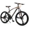 Max4out Mountain Bikes with High Carbon Steel Frame, Featuring 6 Spoke Wheels and 21 Speed, 26/27.5 inch Wheels Double Disc Brake and Dual Suspension Anti-Slip Bicycles (Orange)