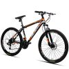 Hiland 26 Inch Mountain Bike Aluminum MTB Bicycle with 17 Inch Frame Kickstand Disc-Brake Suspension Fork Cycling Urban Commuter City Bicycle Black Orange