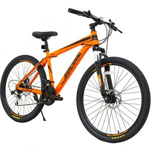 Mountain Bike, 26 Inch Wheels, Shimano 21 Speed Bicycle with Suspension Fork, Adult Mens Women Womens Bike, City MTB Cycling with Double Disc Brake for Boys Girls Youth Teenagers, Multiple Colors