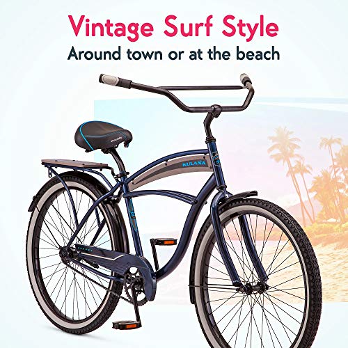 Kulana Lakona Wave Adult Beach Cruiser Bike, 26-Inch Wheels, Single Speed, Blue (R7123AZ)