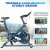 ANCHEER Stationary Exercise Bike, Indoor Cycling Bike Belt Drive system with APP Connection, Adjustable Resistance, Heart rate sensor bar, Pad/Phone Holder, Comfortable Cushion, Quiet for Home Gym Cardio Exercise