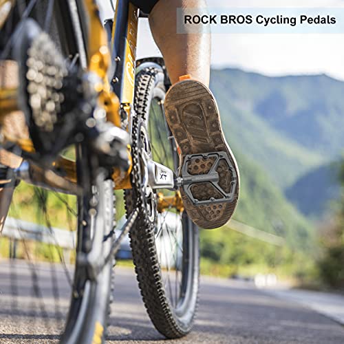 ROCKBROS Mountain Bike Pedals MTB Pedals Bicycle Flat Pedals Aluminum 9/16" Sealed Bearing Lightweight Platform for Road Mountain BMX MTB Bike (Titanium)