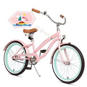 ACEGER Girls Beach Cruiser Bike, 16 Inch and 20 Inch Bike for Kids 4-9 Years Old (Coral Pink2, 16 inch)