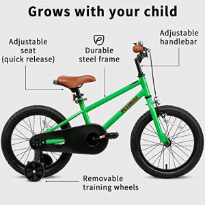 Petimini 16 Inch Kids Bike for 4 5 6 7 8 Years Old Little Boys Girls Retro Vintage BMX Style Bicycles with Training Wheels, Green
