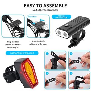 HooYok Bike Lights for Night Riding Front and Back, 1,200 Lumen Rechargeable Bicycle Light with Power Bank Function, Bike Headlight and Taillight Set for Road, Mountain, Commuter Bicycles